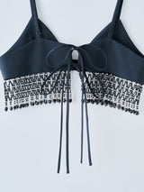 beads fringe bra Black ビーズフリンジブラトップ