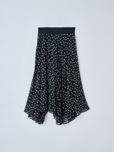 ドット柄シフォンラップロングスカート