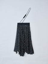 ドット柄シフォンラップロングスカート