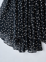 ドット柄シフォンラップロングスカート