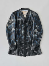 NO COLLAR TRUCKER JACKET ノーカラーレイヤードデニムジャケット(ブラックレース)