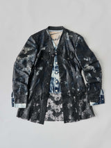 NO COLLAR TRUCKER JACKET ノーカラーレイヤードデニムジャケット(ブラックレース)