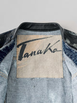 NO COLLAR TRUCKER JACKET ノーカラーレイヤードデニムジャケット(ブラックレース)