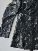 NO COLLAR TRUCKER JACKET ノーカラーレイヤードデニムジャケット(ブラックレース)