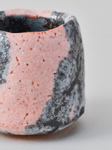 林友加 志野ぐい呑み A(ピンク濃グレ-・縦)木箱付き