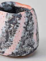 林友加 志野ぐい呑み A(ピンク濃グレ-・縦)木箱付き