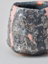 林友加 志野ぐい呑み B(ピンク濃グレ-・縦)木箱付き