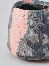 林友加 志野ぐい呑み B(ピンク濃グレ-・縦)木箱付き