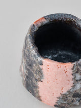 林友加 志野ぐい呑み B(ピンク濃グレ-・縦)木箱付き