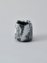 林友加 志野ぐい呑み D(黒グレ-・縦四角)木箱付き