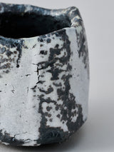 林友加 志野ぐい呑み D(黒グレ-・縦四角)木箱付き