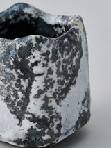 林友加 志野ぐい呑み D(黒グレ-・縦四角)木箱付き