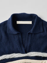 Textured Ruffle Sleeve Polo ラッフルスリーブポロニットトップ