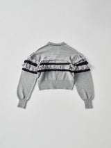 Textured Ruffle Sleeve Polo ラッフルスリーブポロニットトップ