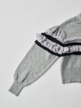 Textured Ruffle Sleeve Polo ラッフルスリーブポロニットトップ