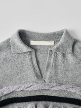 Textured Ruffle Sleeve Polo ラッフルスリーブポロニットトップ