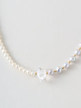 パール×ハーキマーダイヤモンド ネックレス