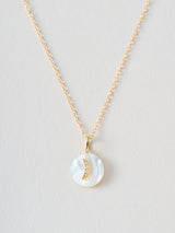 ムーンチェーン ダイヤモンド×マザーオブパール 14Kネックレス