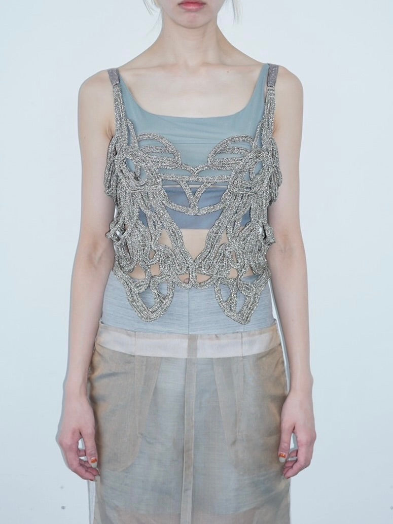 mukasa（ムカサ） Embroidery Metalic Camisole コード刺繍