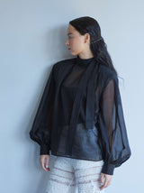 OMOCHI SHOULDER BLOUSE / Black シアーブラウス