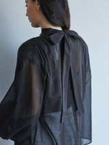 OMOCHI SHOULDER BLOUSE / Black シアーブラウス