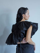 OMOCHI PEPLUM T-SHIRT / Black ペプラムベルト付きTシャツ