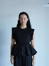 OMOCHI PEPLUM T-SHIRT / Black ペプラムベルト付きTシャツ
