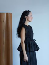OMOCHI PEPLUM T-SHIRT / Black ペプラムベルト付きTシャツ