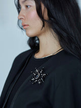 Bijou Flower Pendant Black フラワーモチーフのビジューペンダントトップ