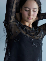 gypsophila embroidery sheer top ビジュー刺繍シアートップ