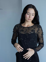 gypsophila embroidery sheer top ビジュー刺繍シアートップ