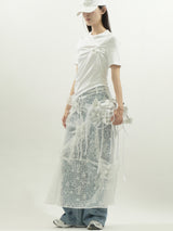 MICHE EMBROIDERY SKIRT 刺繍シアーロングスカート