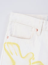 THE JEAN TROUSERS #WHITE DOVE FLOWER  ステンシル加工デニムトラウザー