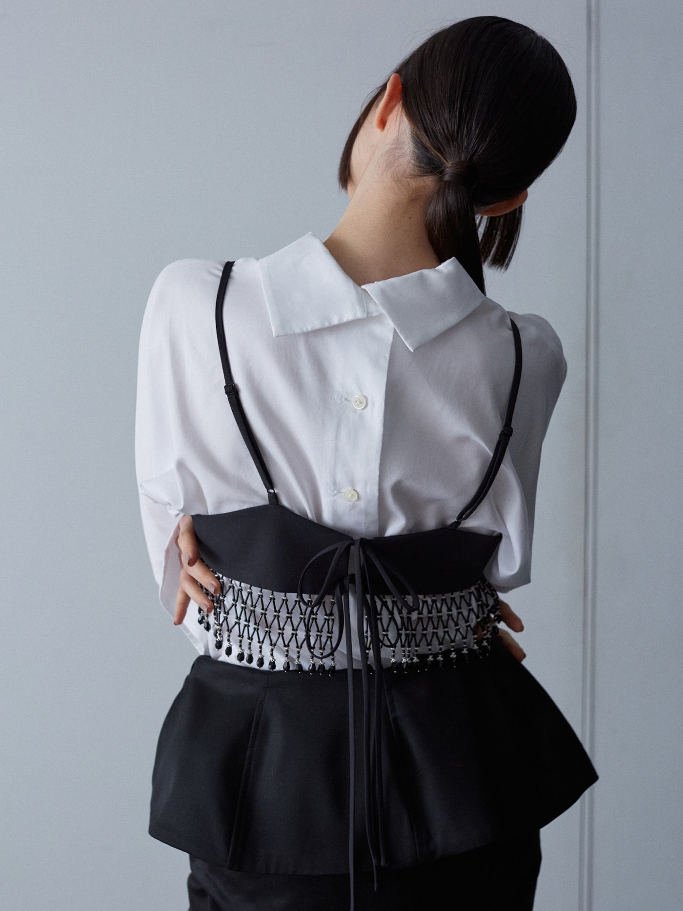 tanakadaisuke（タナカダイスケ）beads fringe bra Black ビーズ