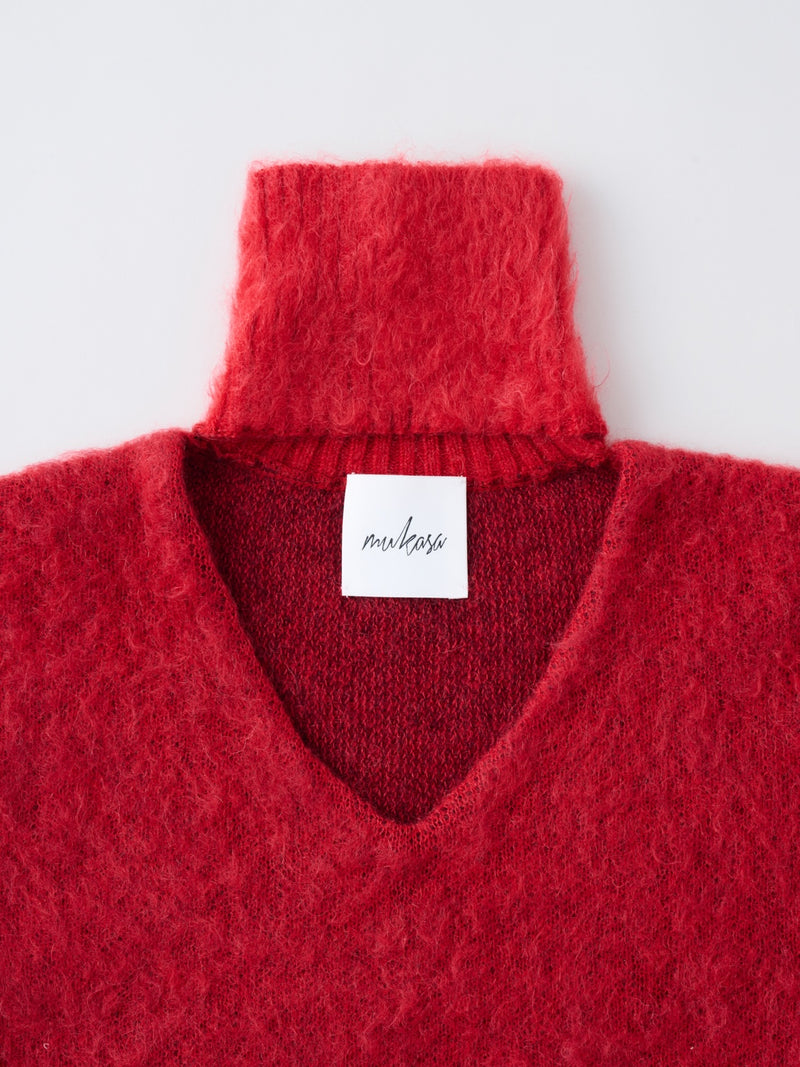 MOHAIR OPEN HIGHNECK KNIT  モヘアハイネックニットトップ