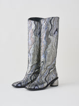 FABRIC LONG BOOTS メタリックジャカードロングブーツ