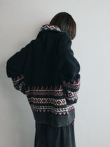 fairisle half zip crochet color knit フェアアイル柄ハーフジップニット