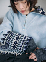 fairisle half zip crochet color knit フェアアイル柄ハーフジップニット