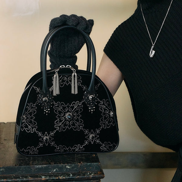 期間限定 tanakadaisuke ベルベット ハンドバッグ 刺繍 箱付き 期間限定 tanakadaisuke ベルベット ハンドバッグ 刺繍 箱付き