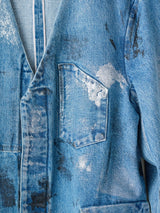 NO COLLAR JEAN JACKET METALLIC BLUE ノーカラーデニムジャケット