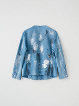 NO COLLAR JEAN JACKET METALLIC BLUE ノーカラーデニムジャケット