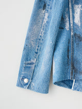 NO COLLAR JEAN JACKET METALLIC BLUE ノーカラーデニムジャケット