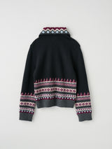 fairisle half zip crochet color knit フェアアイル柄ハーフジップニット