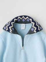 fairisle half zip crochet color knit フェアアイル柄ハーフジップニット