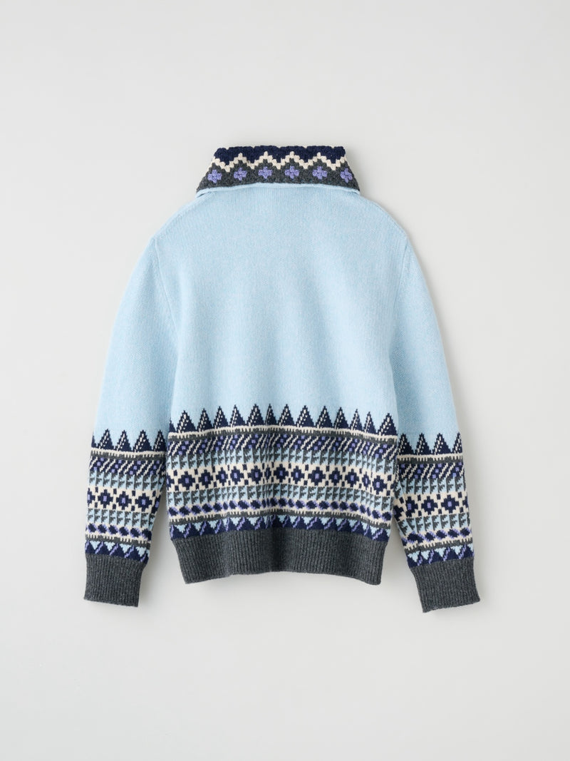 fairisle half zip crochet color knit フェアアイル柄ハーフジップニット