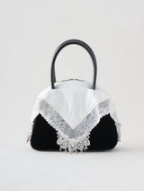 white handkerchief hand bag レースハンカチモチーフ付きハンドバッグ