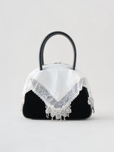 white handkerchief hand bag レースハンカチモチーフ付きハンドバッグ