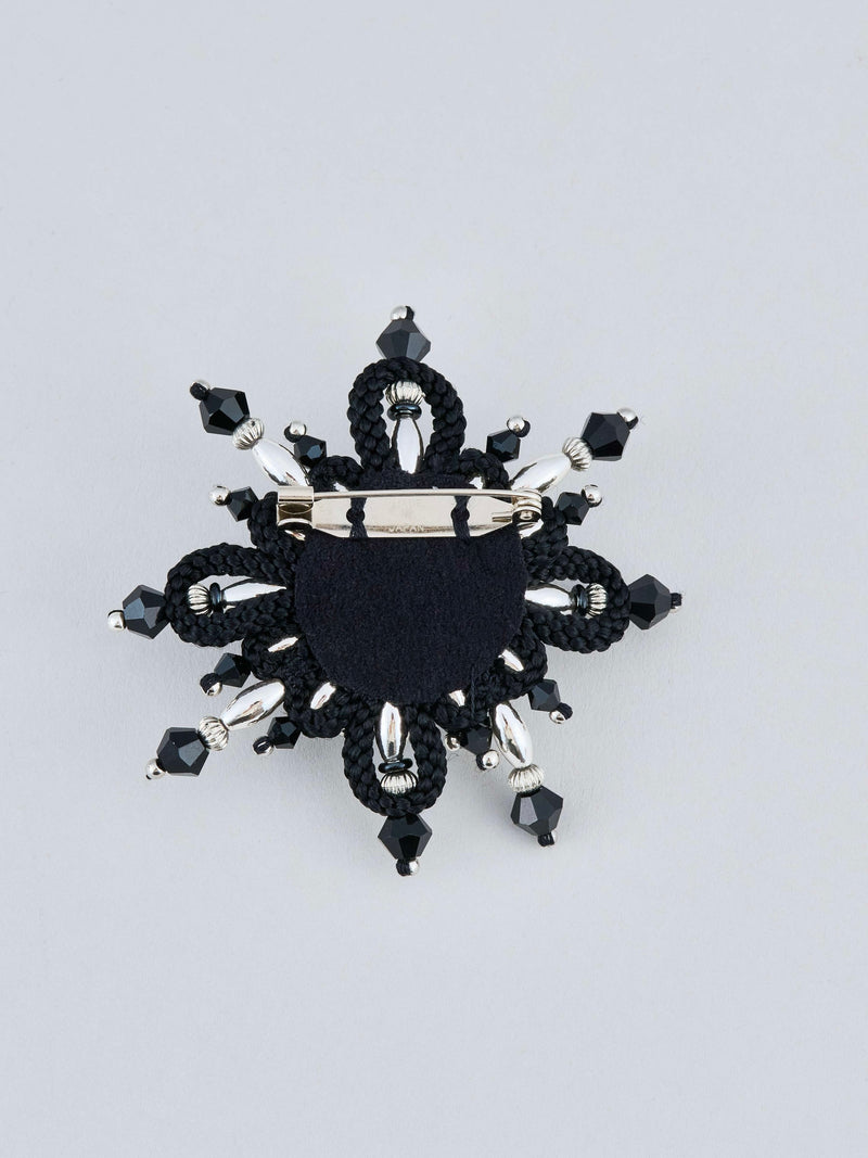 Bijou Flower Pendant Black  フラワーモチーフのビジューペンダントトップ