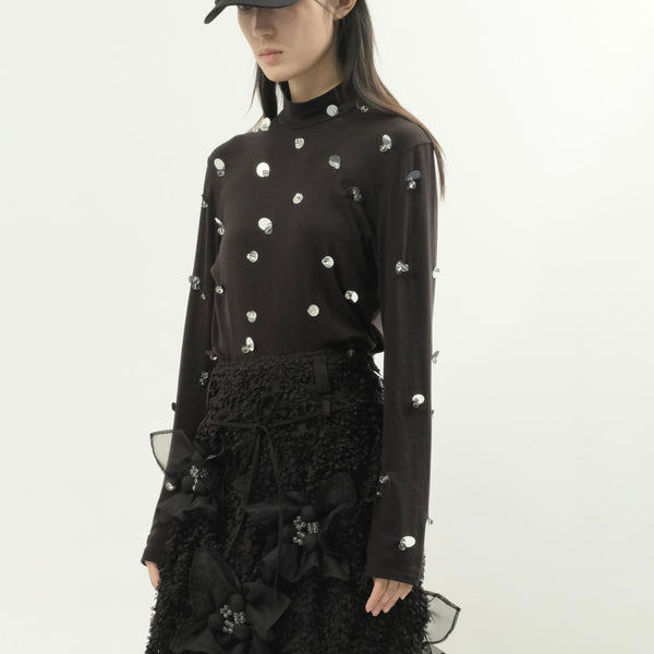 tシャツ 「riv nobuhiko/リブノブヒコ」NINA JERSEY TOP/スパンコールトップス レディース riv nobuhiko/リブノブヒコ】NINA JERSEY TOP/スパンコール