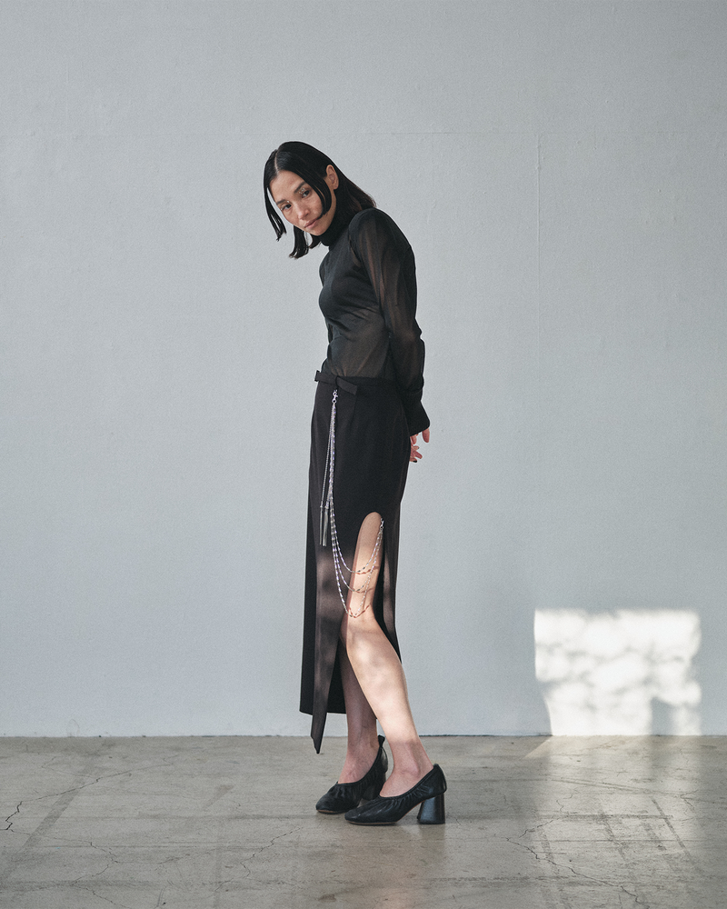 three long chain cut-out tight skirt 3連チェーン付きタイトスカート three long chain cut-out tight skirt 3連チェーン付きタイトスカート